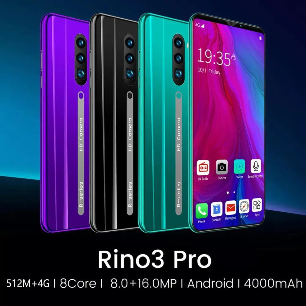 rino3 pro 5 8 inch screen android phone purple water drop screen smartphone solid color mobile phone cool shape fashion dropship free global shipping