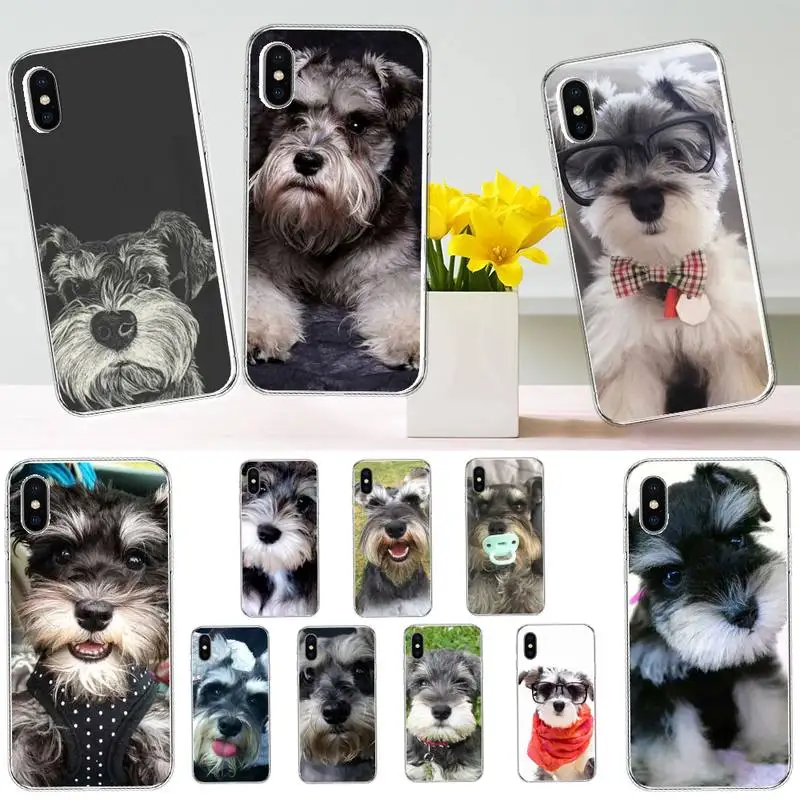 

Schnauzer dog Animal cute Phone Case Transparent soft For iphone 12 11 13 7 8 6 s plus x xs xr pro max mini