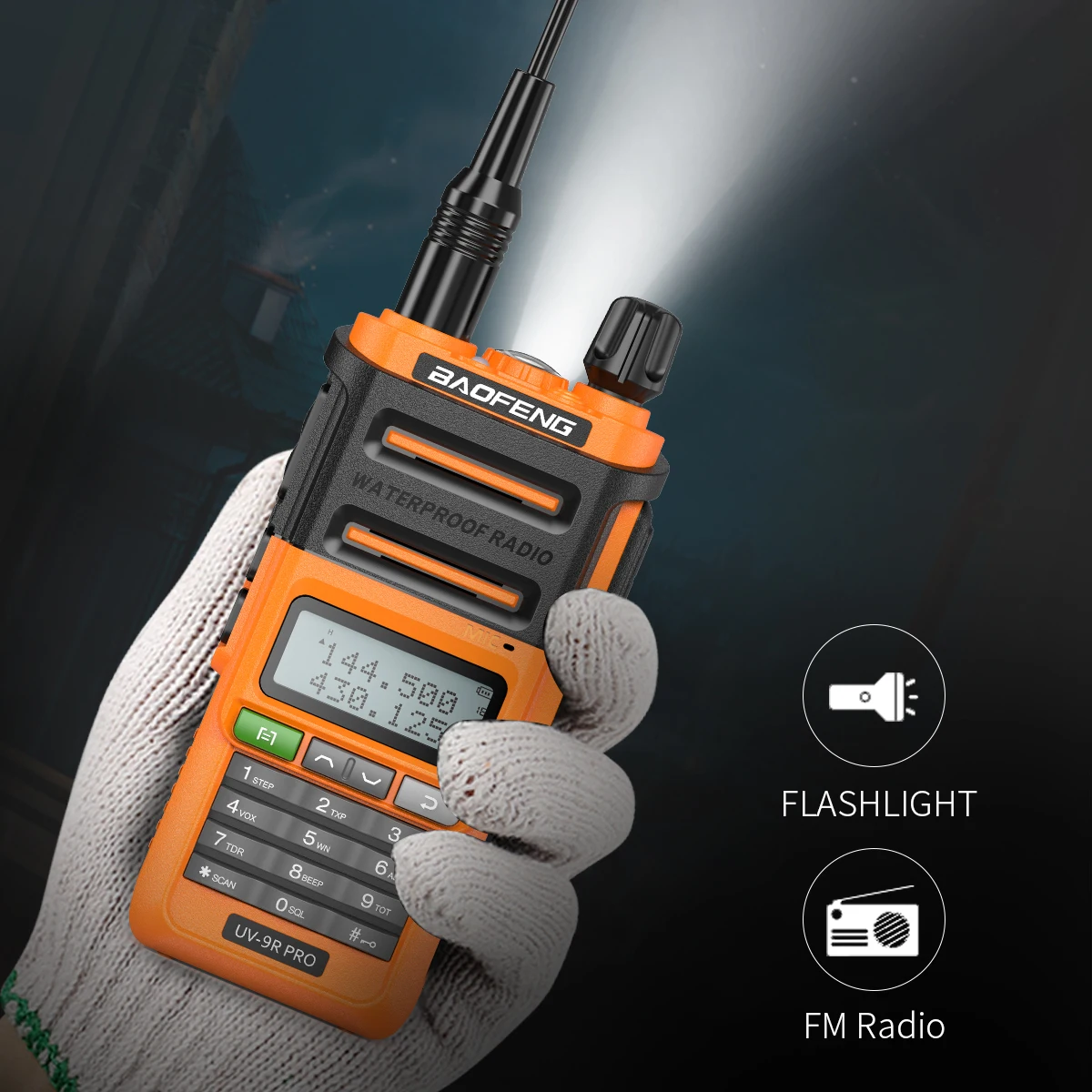 Baofeng UV-9R PRO Waterproof IP68 Dual Band 136-174/400-520MHz радиоприемник улучшенного стандарта