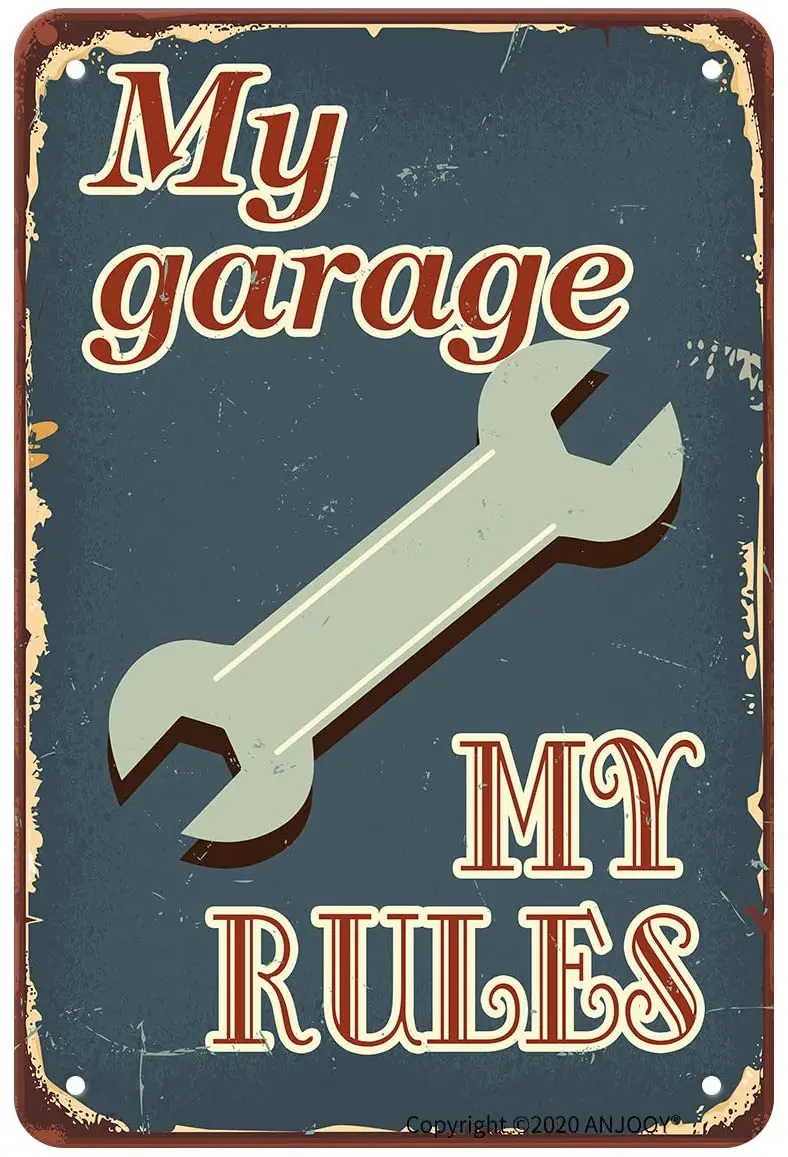 

Retro Tin Signs - My Garage My Rules - Vintage Metal Sign for Outdoor Indoor Home Family House Garage Art Wall Decoration