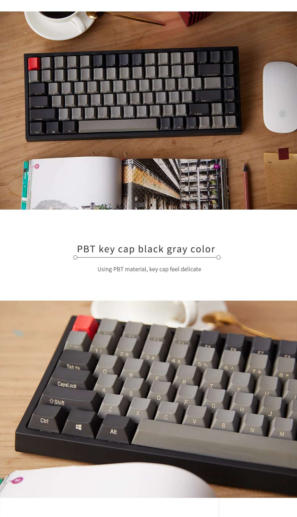 Keycool 84 ключей механическая клавиатура PBT клавиши вишня переключатель для ноутбука, проводной клавиатуры