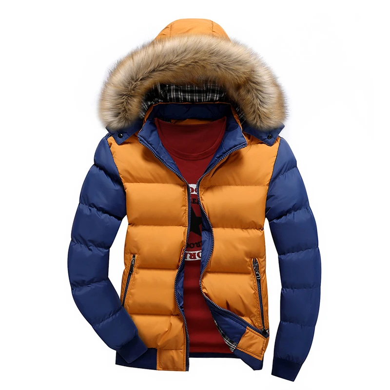 UAICESTAR Winter Jacket Men Hooded Parkas Thick Warm Casual Color Matching Windproof Jacket Coat Plus Size S- 7XL Men's Clothing