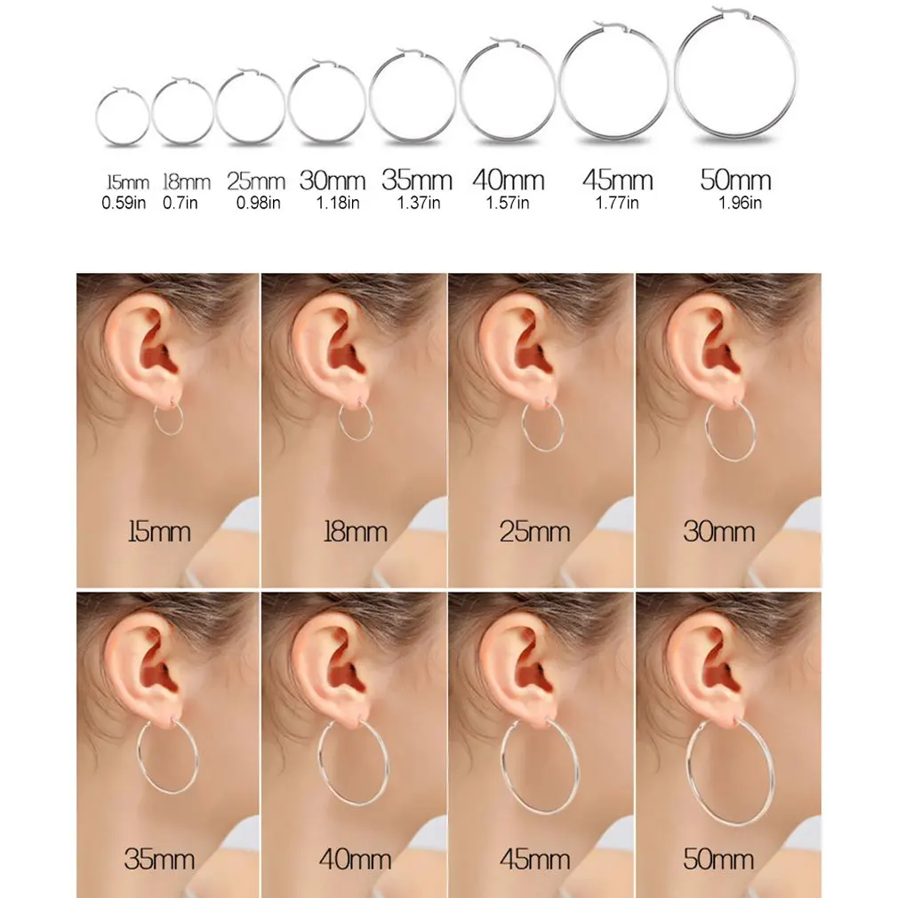 15 50 мм большие круглые женские серьги кольца одиночные преувеличенные гладкие из