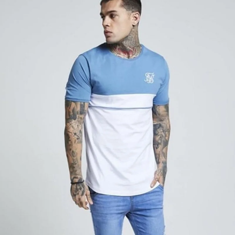 Мужская шелковая футболка Sik с коротким рукавом повседневная для мальчиков лето