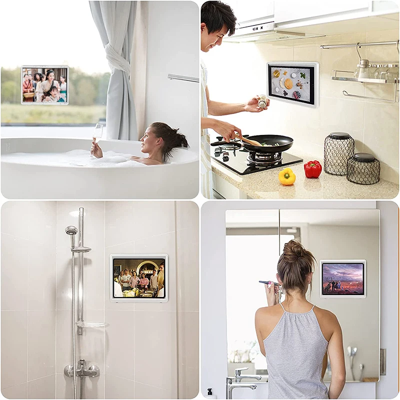 wall mounted tablet waterproof case shower phone holder punch free bathroom ipad storage box touch screen watching tv holder free global shipping