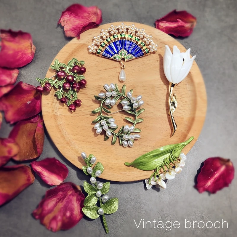 Модная антикварная брошь ручной работы броши с эмалью и жемчугом в Западном