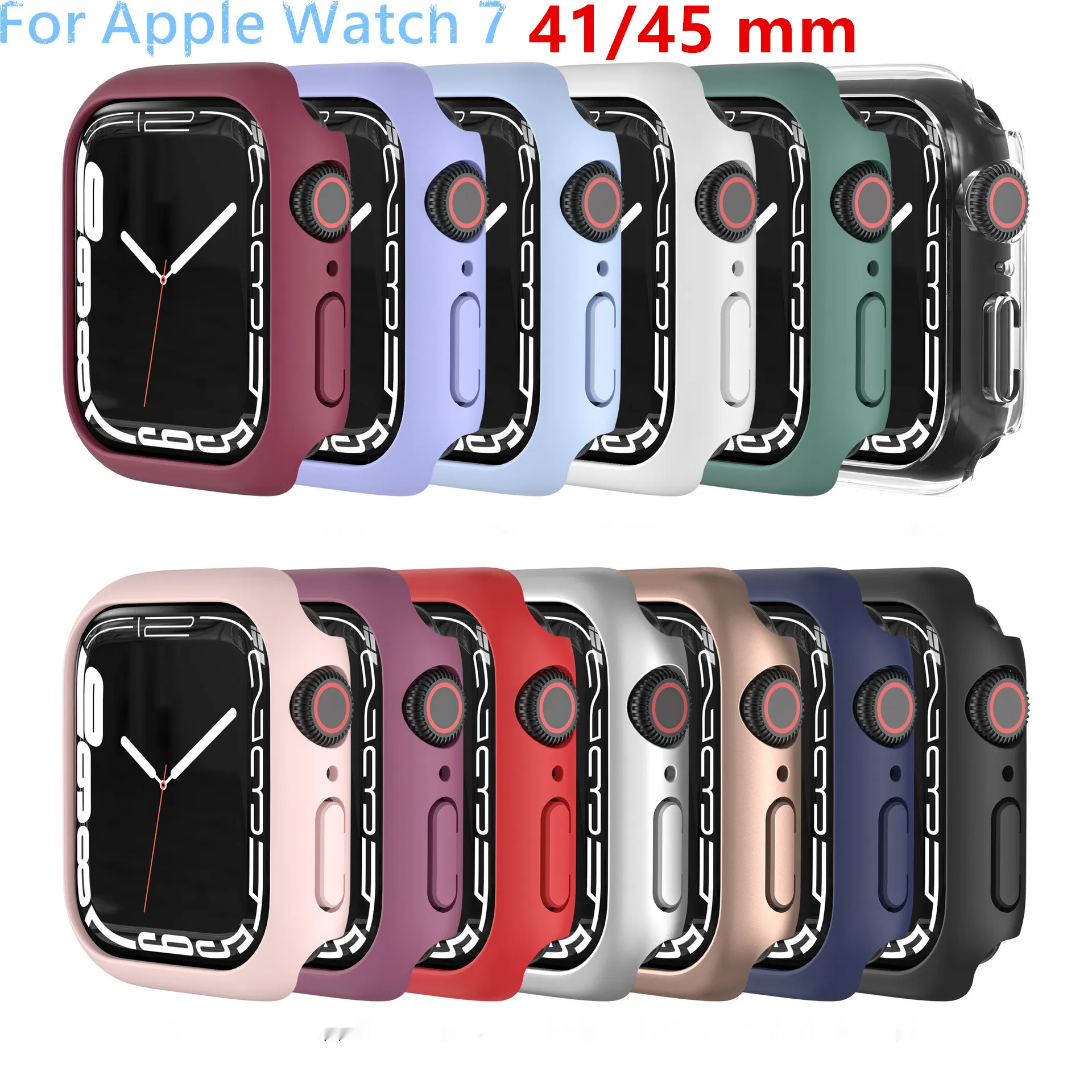 

Чехол для Apple Watch серии 7,45 мм, Жесткий Чехол-бампер из поликарбоната со скругленными краями, защитная рамка для телефона