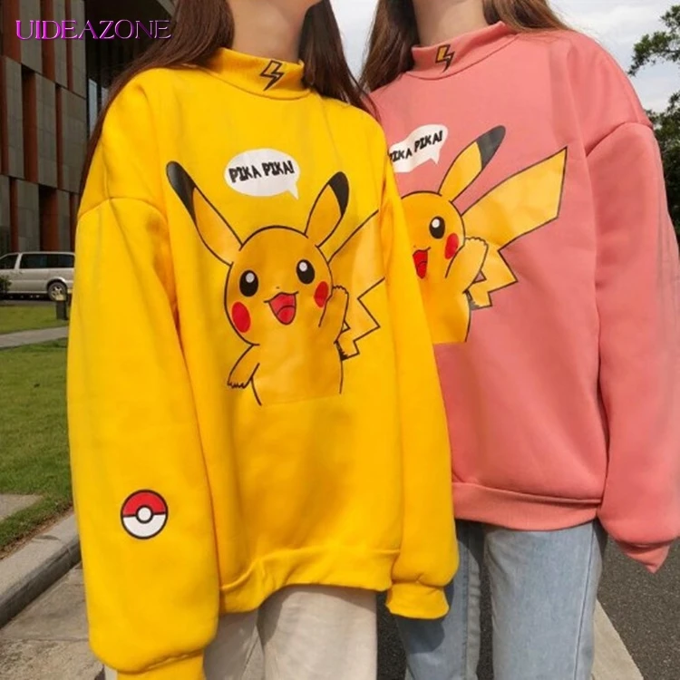 UIDEAZONE осень 2019 женские милые толстовки с принтом Пикачу свободные Харадзюку
