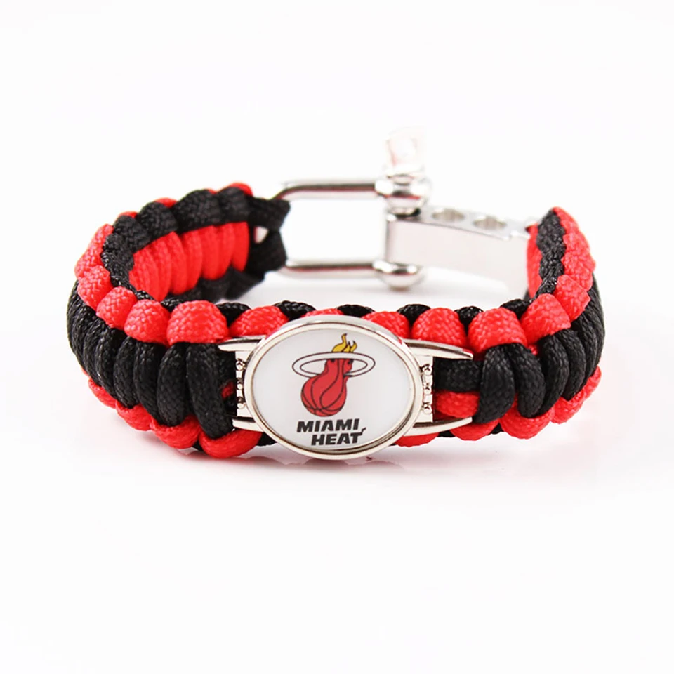 Black-Red-2 Вязаный браслет для баскетбола, Модный Цветной веревочный плетеный браслет знаменитой баскетбольной команды, очаровательный мужской браслет, мужские ювелирные изделия - Окраска металла: Black-Red-2