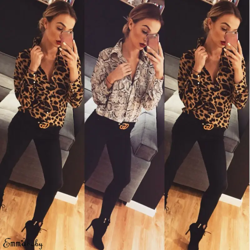 Женская футболка на пуговицах Повседневная Свободная офисная с длинным рукавом