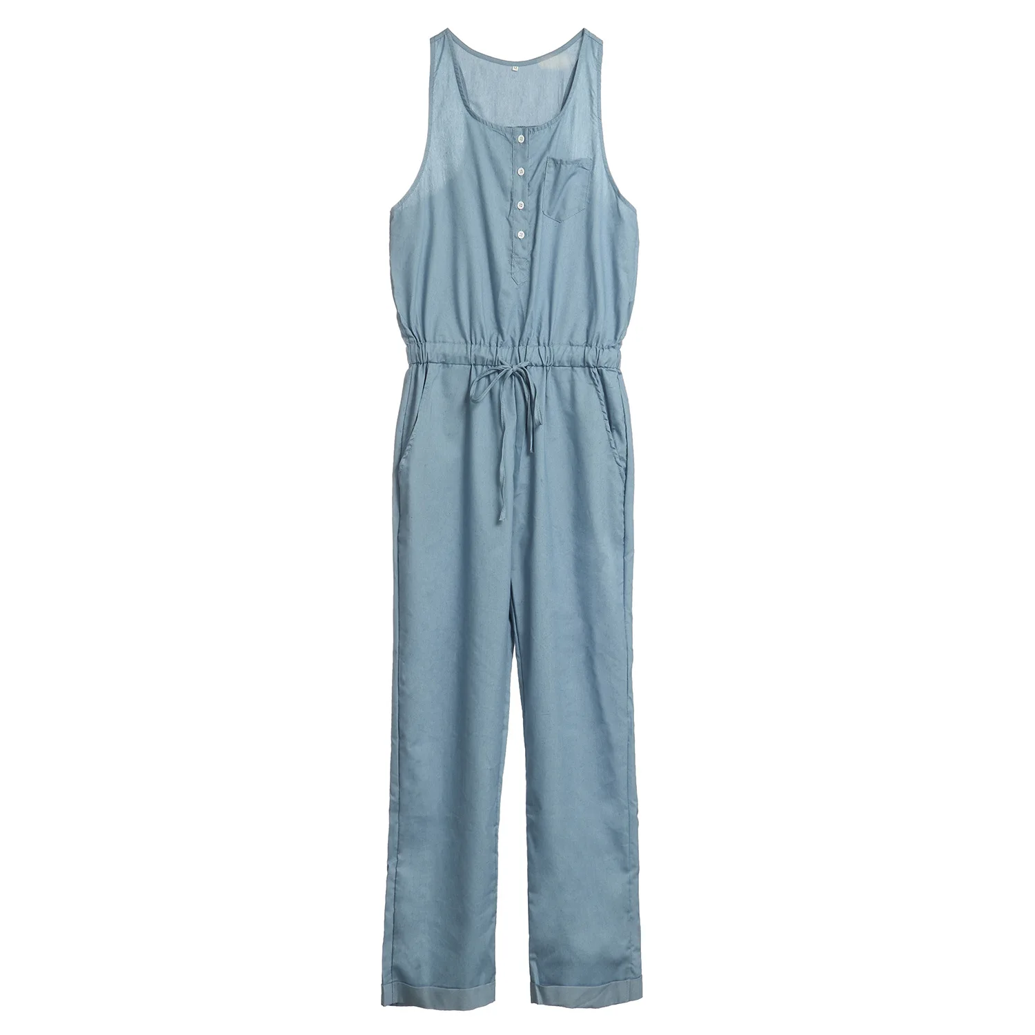 

2020 Summer Women's Fashion Slim Casual Waist Vest Denim Jumpsuit Thin Trousers