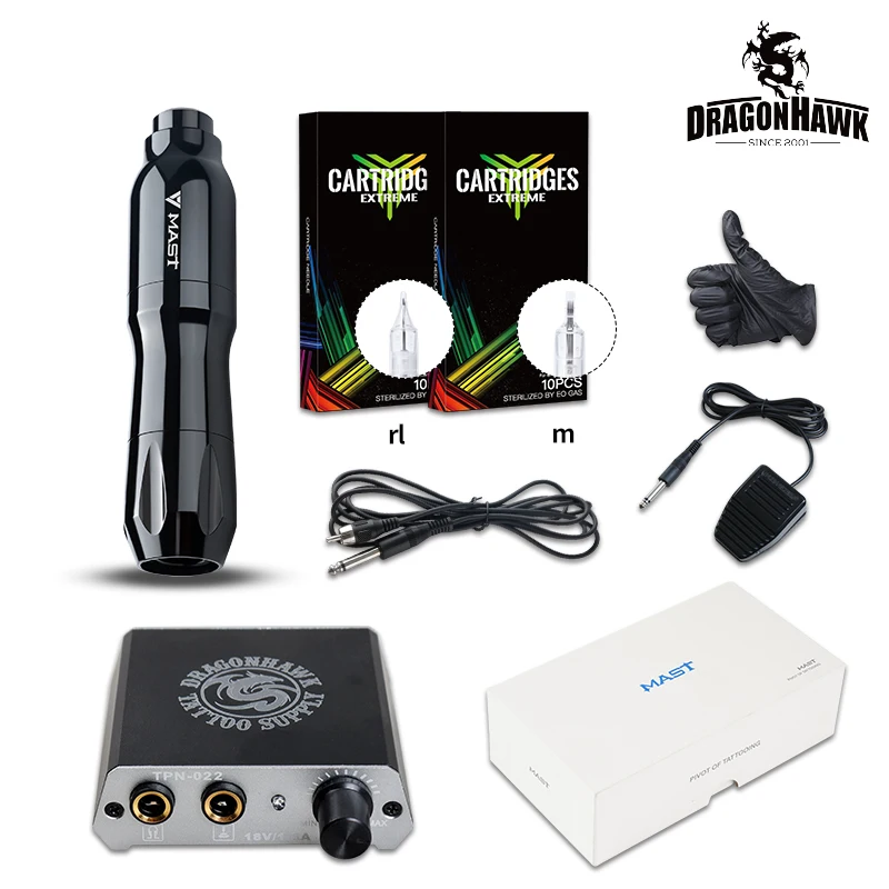 Dragonhawk мачта тату машина набор мотор роторная ручка питания Иглы|Наборы для