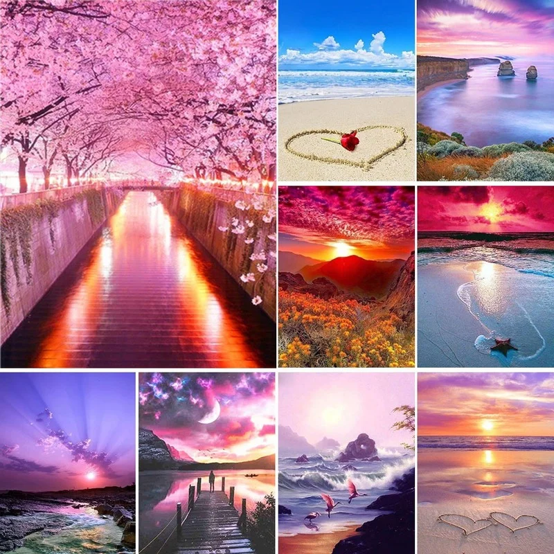 

Diamond Painting New Landscape 5D DIY Diamond Embroidery Sea Sunset Rhinestones Mosaic Art Picture Home Decor