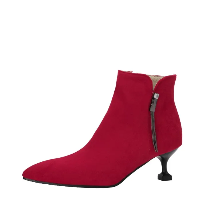 

Женские замшевые ботинки с острым носком, большие размеры