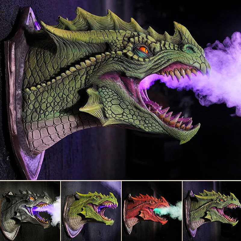 

Wall Mounted Dinosaur Head Ornament Personalized Latex Furnishings for Home Living Room Bedroom Decoration