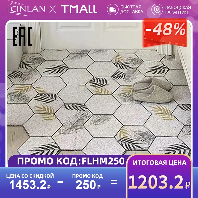 CINLAN Коврики придверные для дома полагрязезащитный ковер с рисунком в прихожую PVC