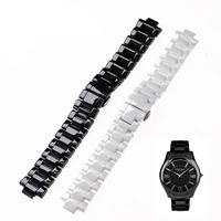 20mm23mm black white convex ceramic strap for armani men women ar1425ar126ar1421ar1473 watch strap bracelet wristband bands
