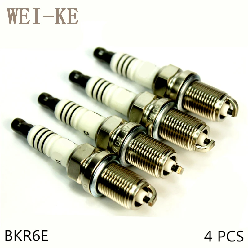 

O 4 PCS Nickel Alloy Spark Plug For RENAULT CLIO III 1.4 1.6 16V LAGUNA I 3.0 24V 1.6 1.8 2.0 16V BKR6E