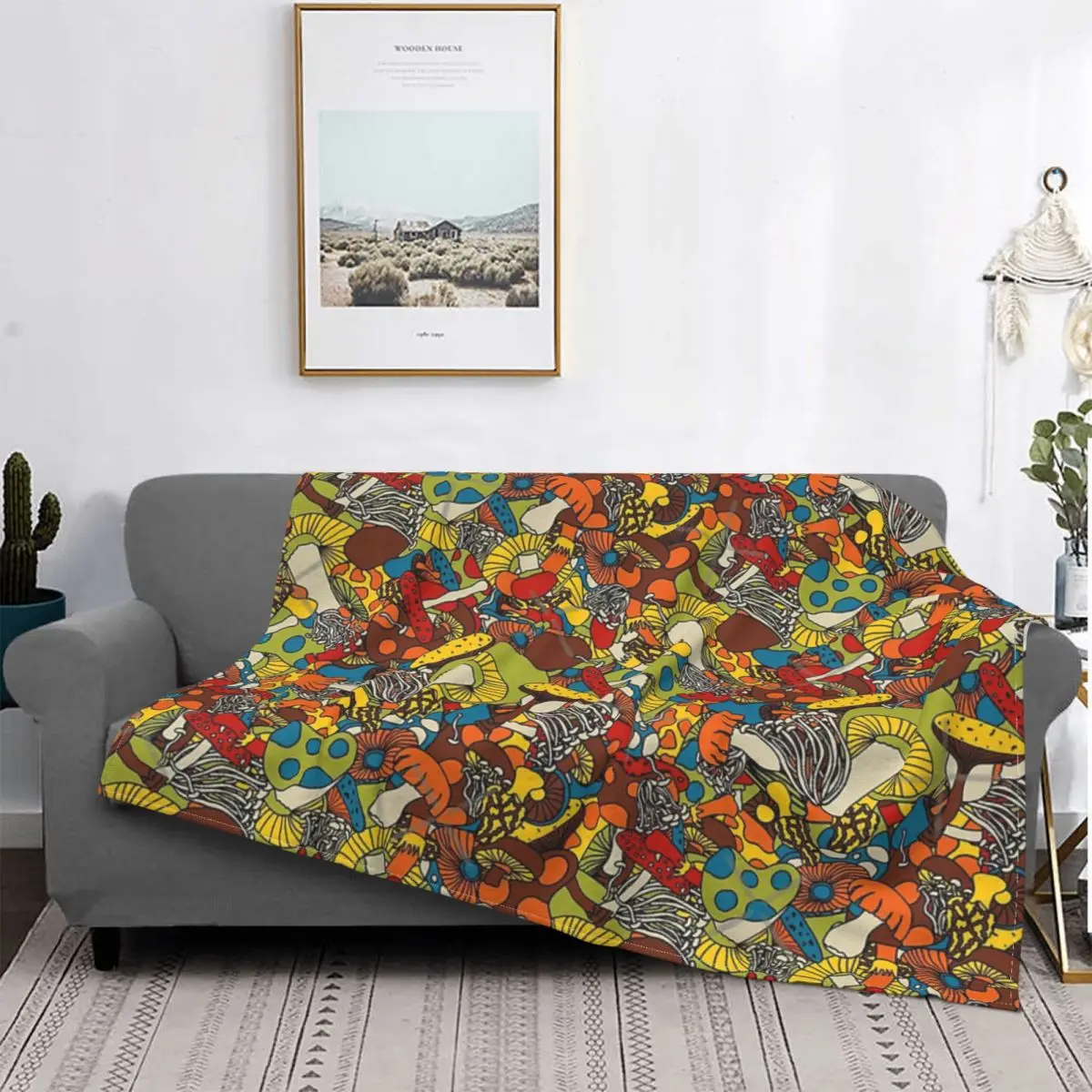 

70-е Психоделическое искусственное покрывало для кровати, клетчатое покрывало, пушистое летнее одеяло в клетку для новорожденных