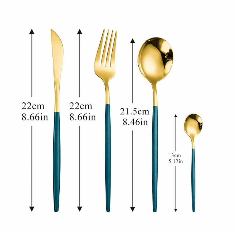 

Green Gold Cutlery Stainless Steel Polishing Fork Spoons Knives Set Golden Tableware Set Luxury Dinnerware Set Kitchen Flatware