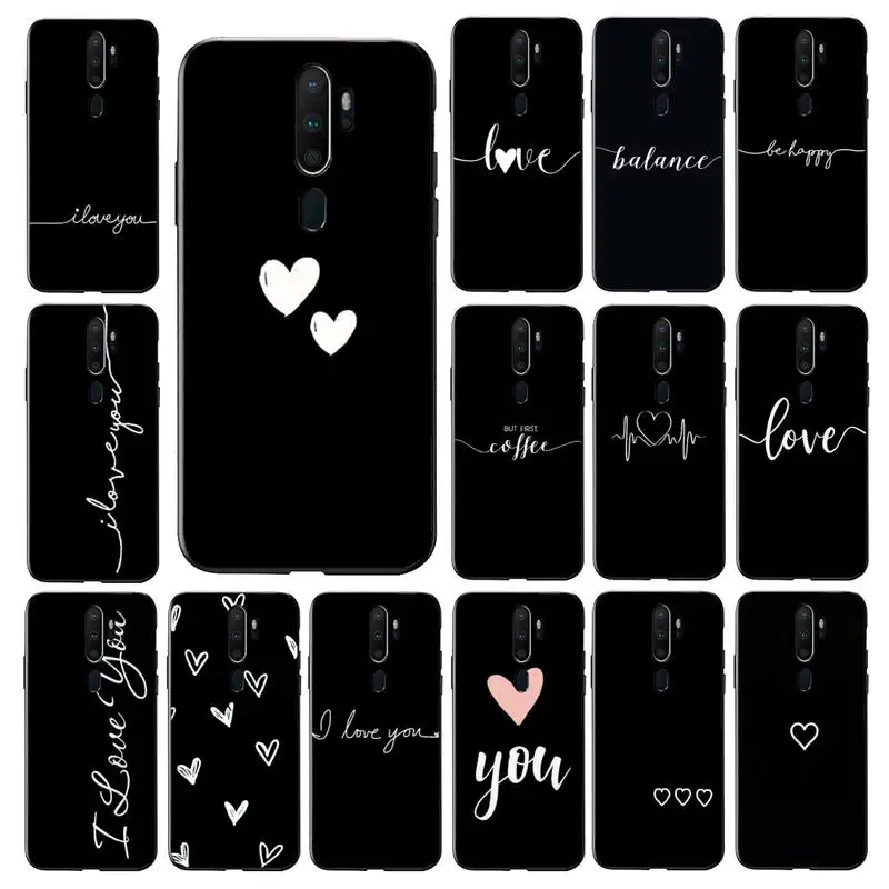 

FHNBLJ Love Heart Letter Phone Case for vivo Y91C Y11 17 19 53 81 31 91 for Oppo a9 2020