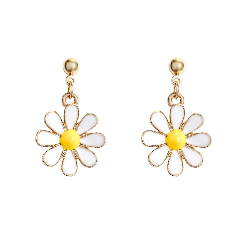 

LS Silver needle flower earrings for women small fresh temperament Mori design sense Earrings net red personality small daisy