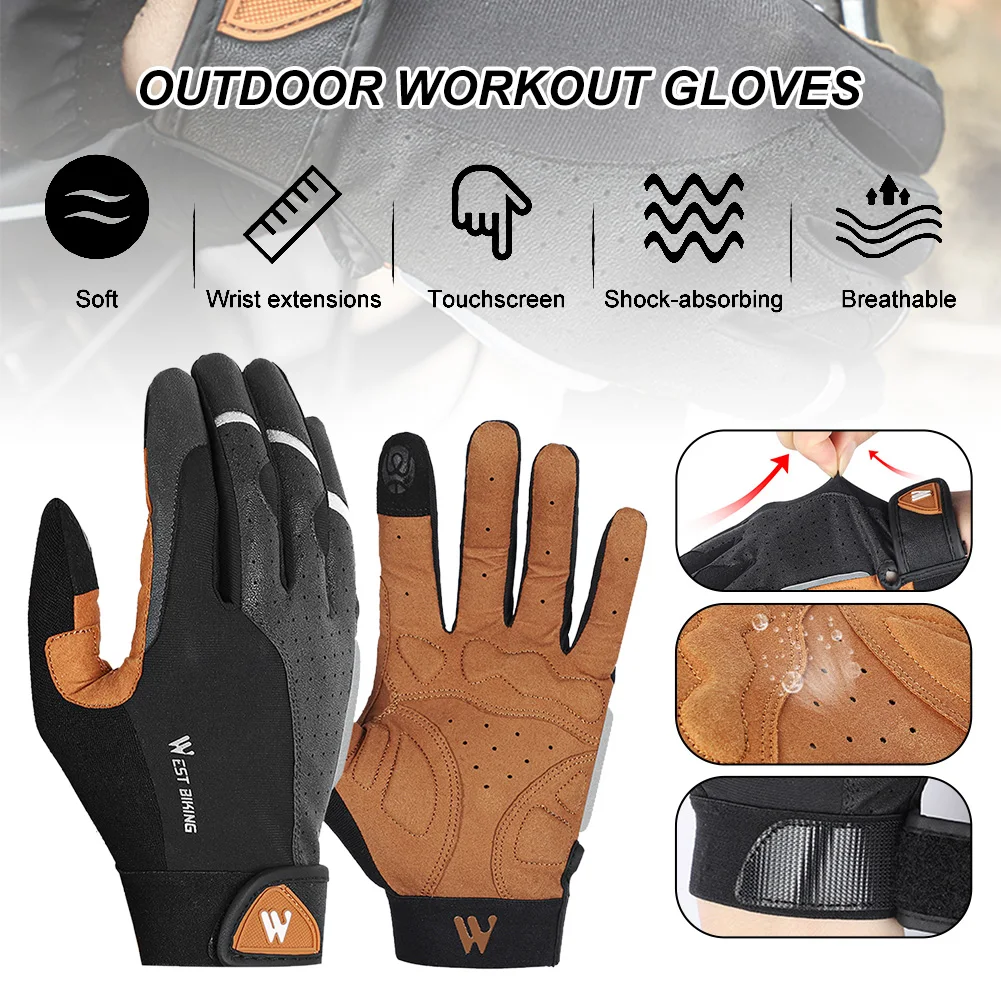 

Bike Gloves Men and Women Non-Slip Full Finger Gloves Touch Screen Breathable Cycling Gloves Shock Absorbing Outdoor Gloves