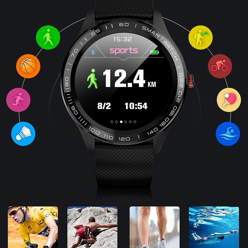 UTELITE L9 мужские умные часы IP68 Водонепроницаемые ЭКГ монитор сердечного ритма кровяного давления полный сенсорный экран часы для Xiaomi huawei телефон