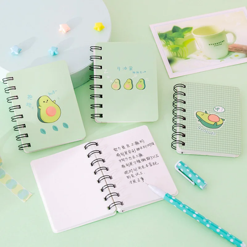 

A7 Kawaii Avocado Spiral Coil Notebook Student Portable Mini Daily Plan Journal Record Life Stationery 80 Sheets Blank Page