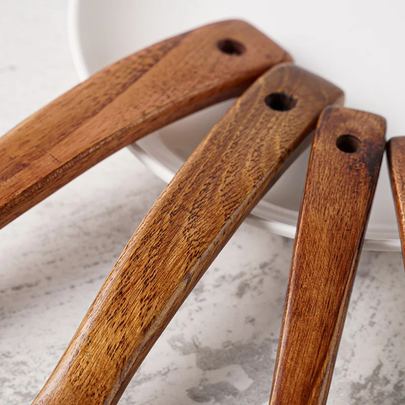 

Retro Anti-Scalding Porridge Curved Spoon Oil Spoon Kitchen Wood Long Handle Soup Spoon