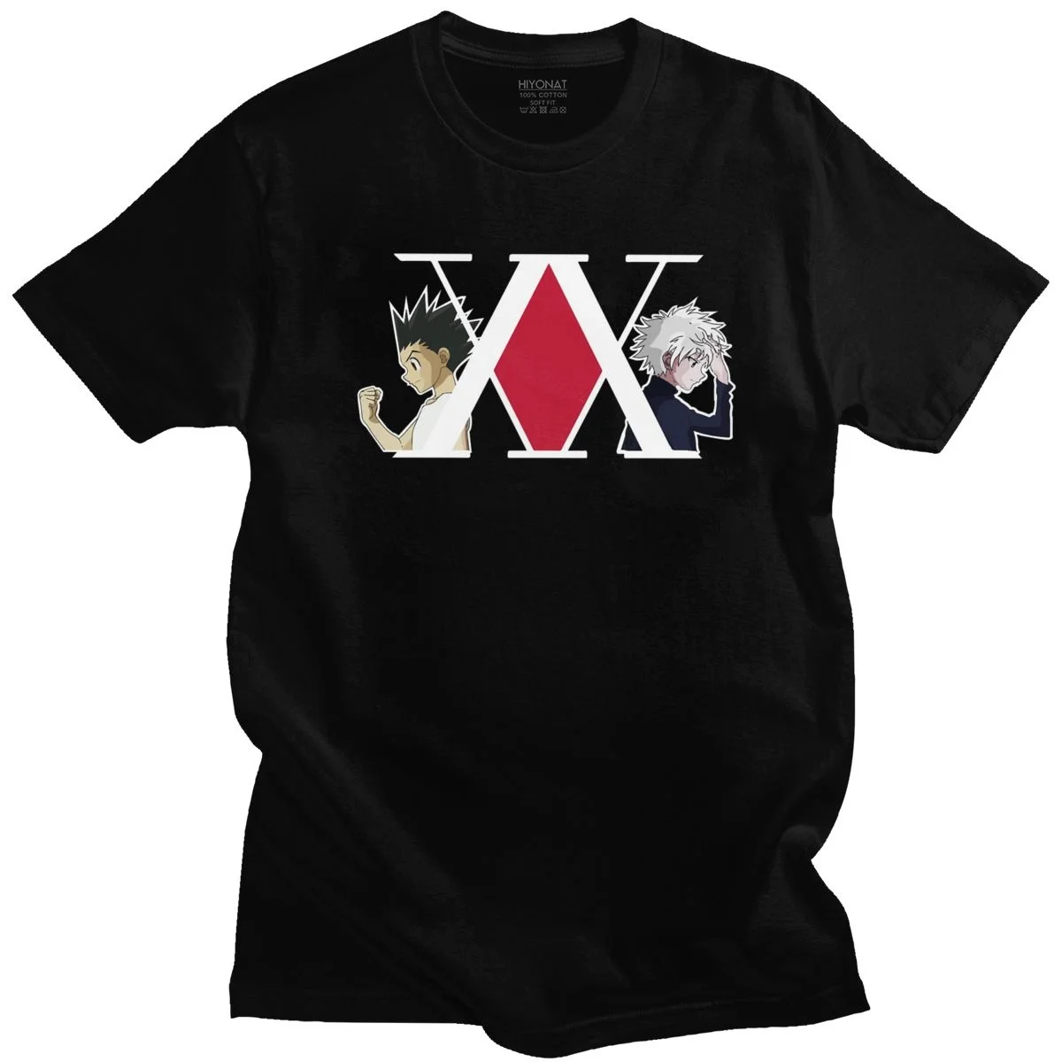 

Hunter X Hunter Tshirt Homme Pre-shrunk Cotton Killua Zoldyck and Gon Freecss Tee Shirts Short-Sleeve Printed T-shirt Merch Gift