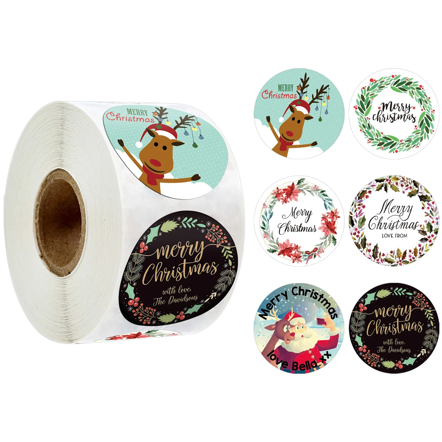 

500pcs Round Clear Merry Christmas Stickers Thank You Card Box Package Label Sealing Stickers roll Wedding Decor Stationery