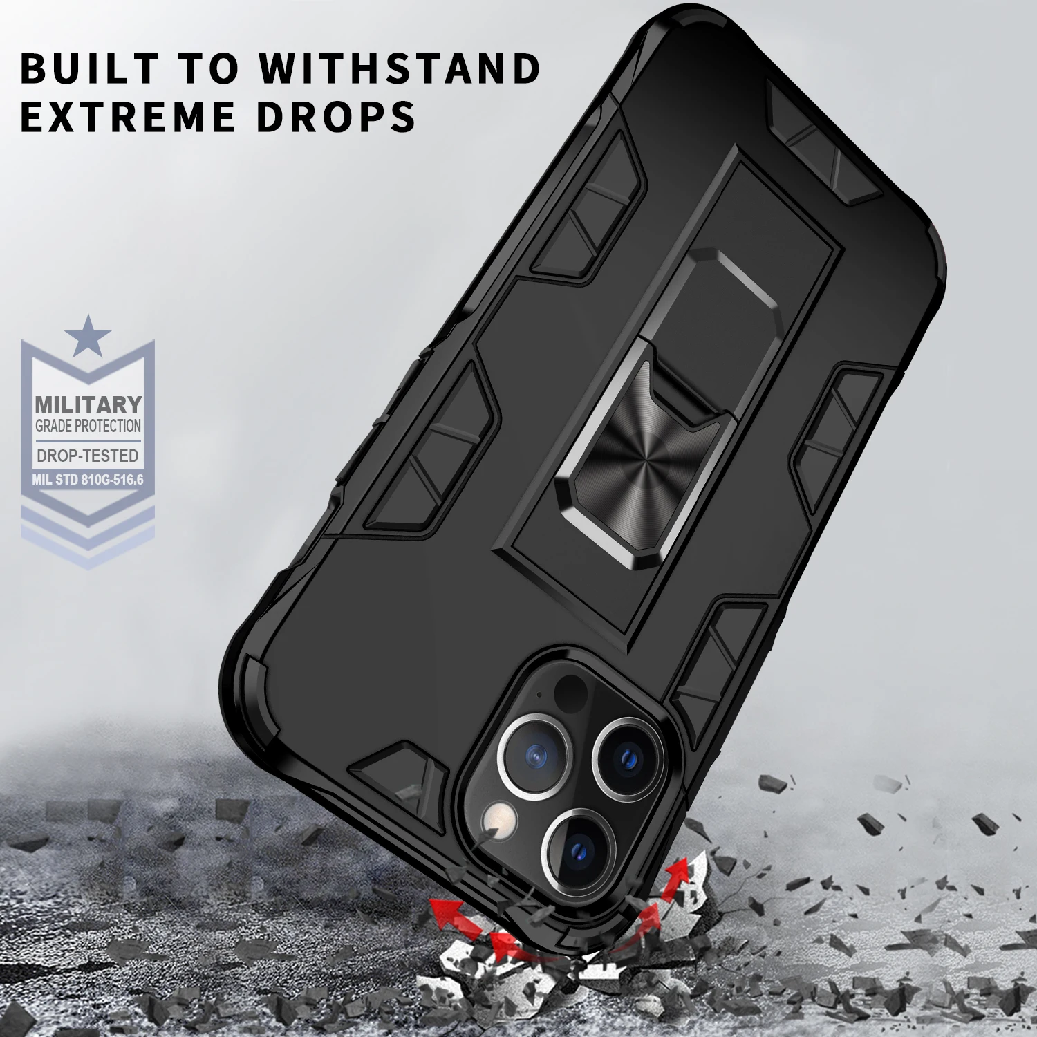 

Anti fall protective armor Invisible Bracket Phone Case For iPhone 6 7 8 6S Plus XR X XS 11 12 13 MiNi Pro Max SE 2020 PC Cover