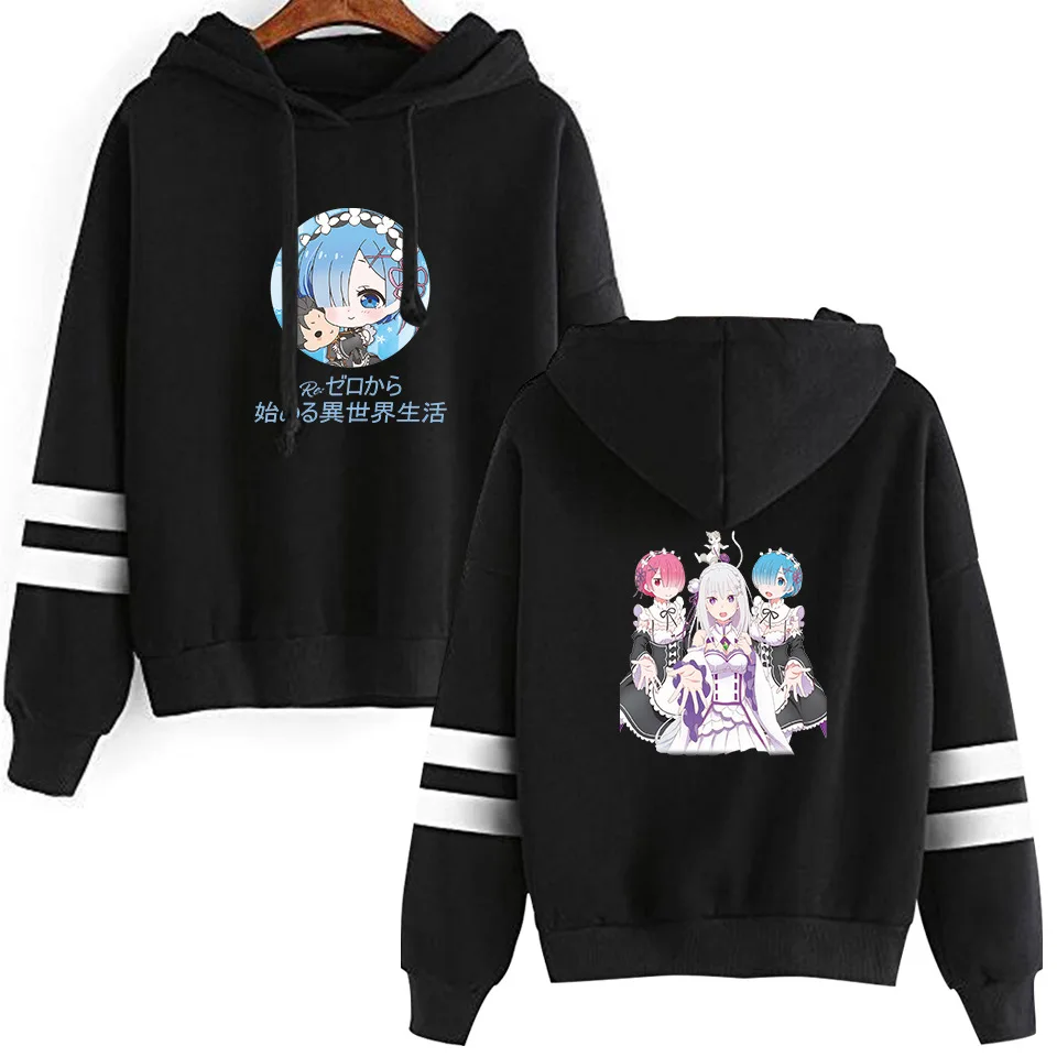 

New Re Zero Hoodies Men/women Fashion Hip Hop Harajuku High Quality Re Zero Girls's Hoodies And Black Sweatshirt Clothes
