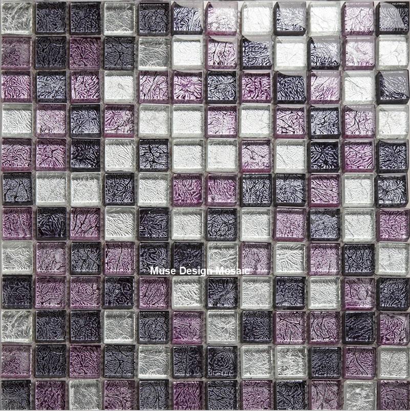 

Purple White Black Foiled Glass Mosaic tiles, for kitchen backsplash bathroom showroom decorate wall