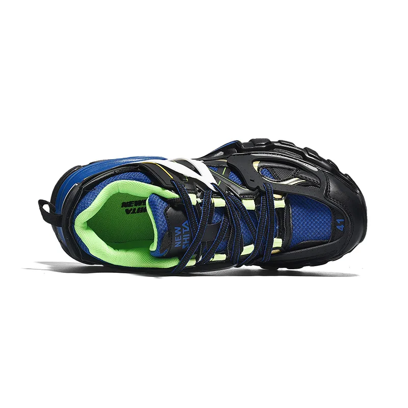 Мужские кроссовки на массивной подошве черные повседневные сетчатые унисекс