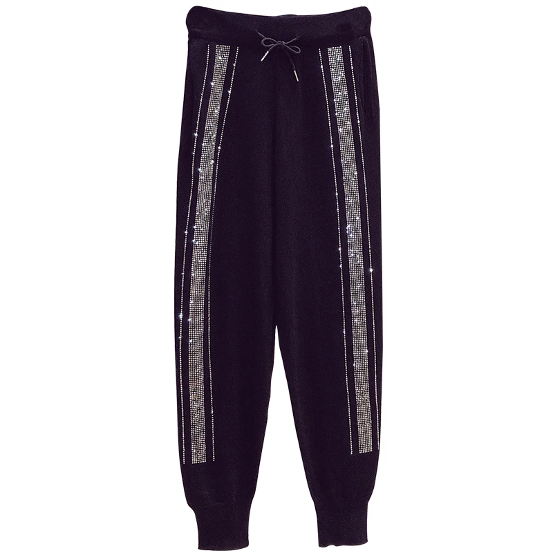 

Women Pants 2020 Autumn Women's Sequin Elastic Waist Casual Pants Trousers A4029