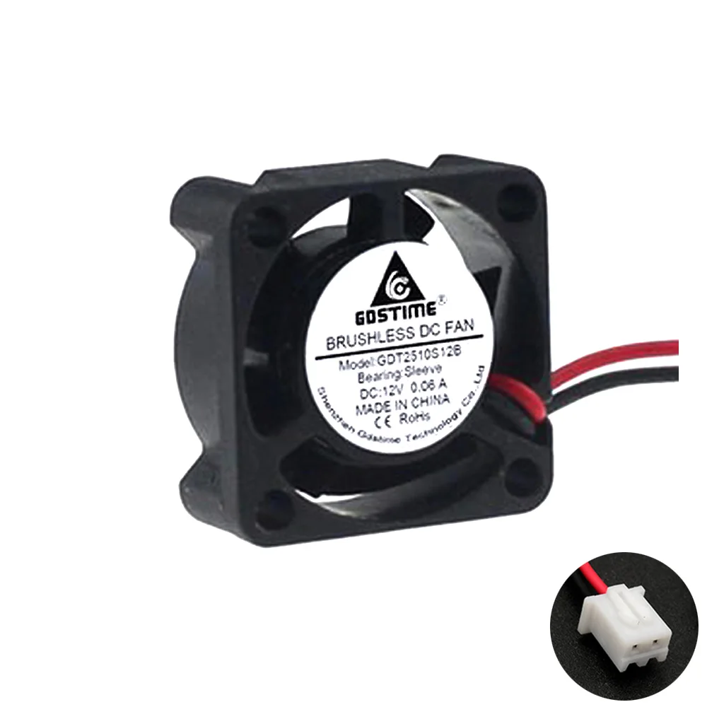 12V XH2.54 2Pin 2510 мини Бесщеточный вентилятор DC 5 в 12 В 24 В Чипсет Вентилятор радиатора 25X25X10 мм 3d принтер Охлаждающие вентиляторы, охладитель вентилятор радиатора - Цвет: 12V XH2.54 2Pin