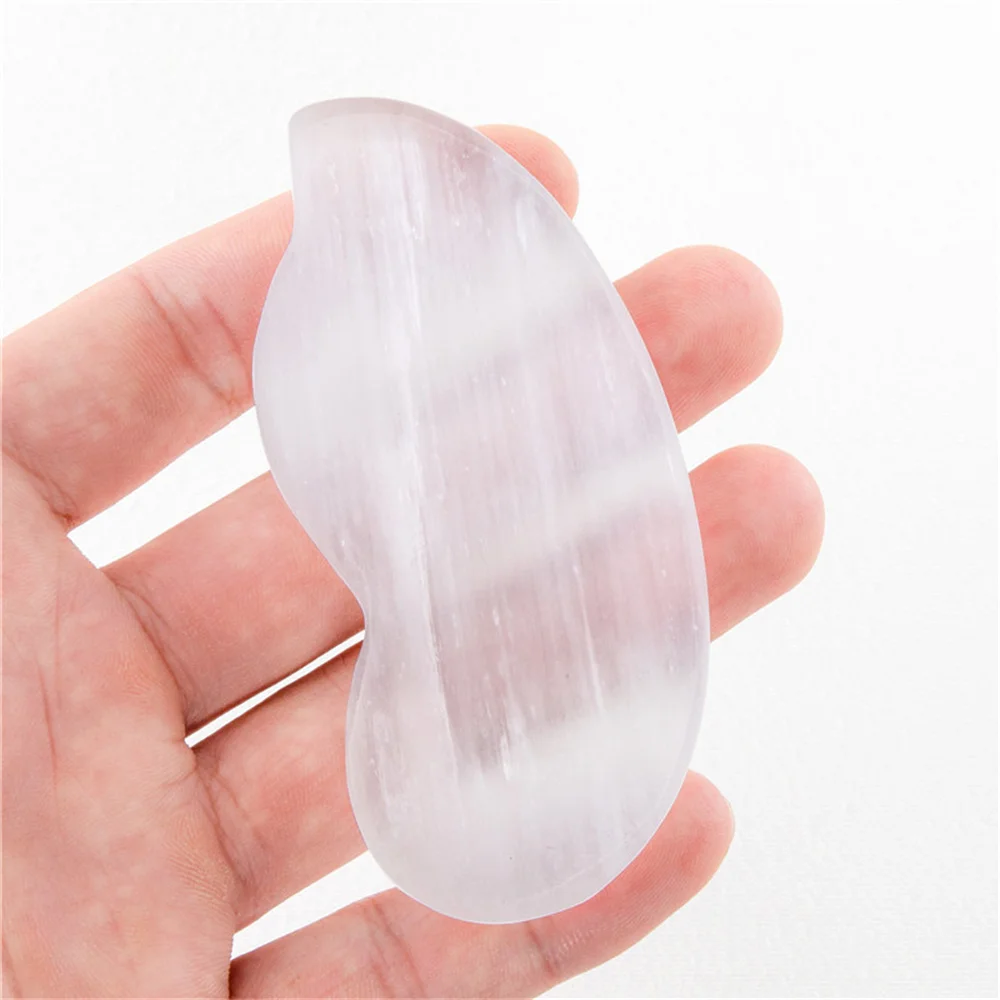 

Natural Selenite Gua Sha Scraping Board Energy Healing Crystals Face Neck Body Massagers Skin Therapeutic Relief Stress Tools