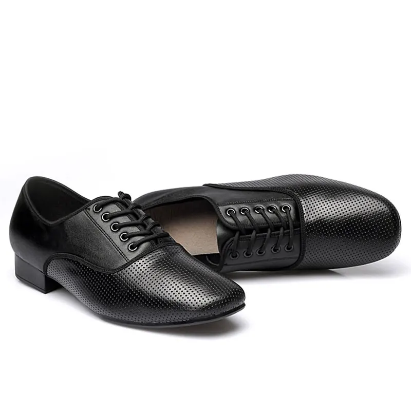 Men Latin Salsa Tango Dance Shoes Modern Tango Salsa Leather Ballroom Shoes Square Heels Adults Children Boys Party Dance Shoes