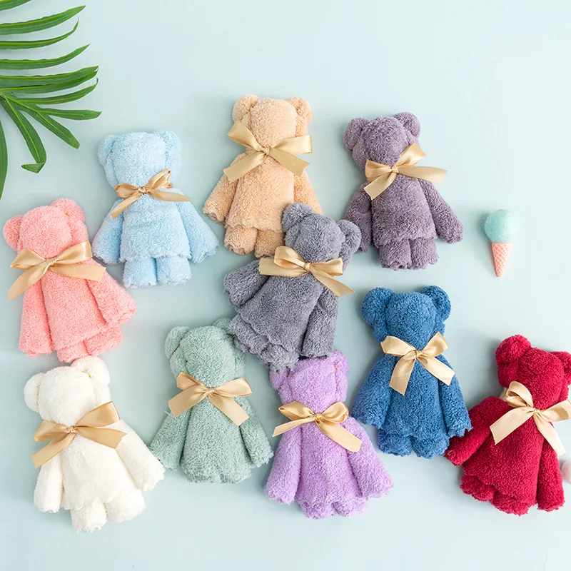 Квадратное флисовое полотенце с изображением медведя высокой плотности для