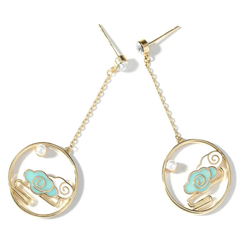 

New Arrival Ethnic Style Blue Cloud Drop Pendientes Hanging Earings Fashion Jewelry Pearl Earrings For Women