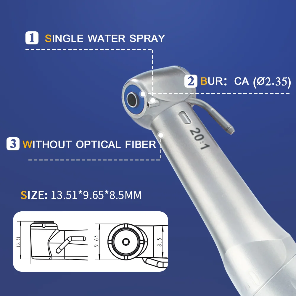 Dental Surgery Implant Handpiece 20:1 Reduction Contra Angle Low Speed Push Button Chuck For Surgery Motor AI-SG20