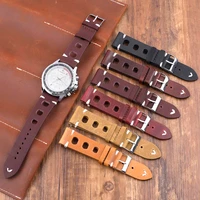onthelevel vintage leather watch strap 18mm 20mm 22mm 24mm watch band yellow black red breathable wristband b