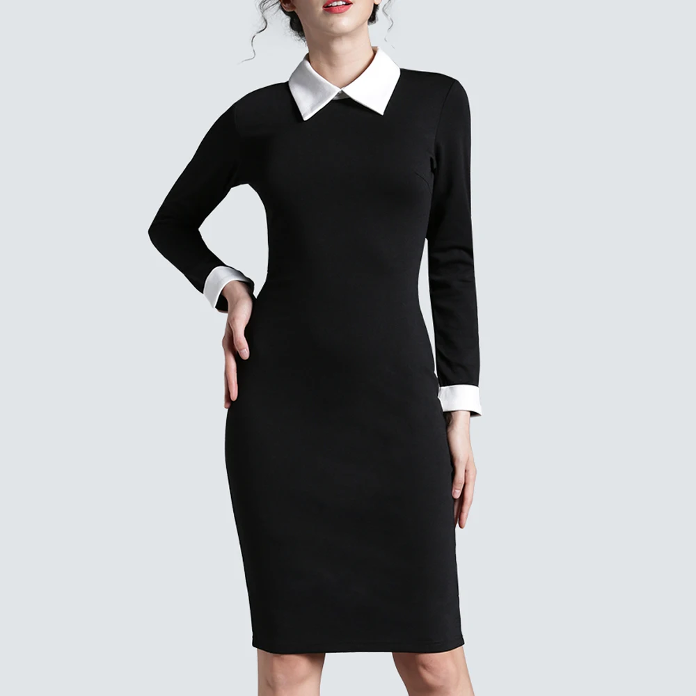Женское винтажное деловое платье черное облегающее карандаш с коротким рукавом
