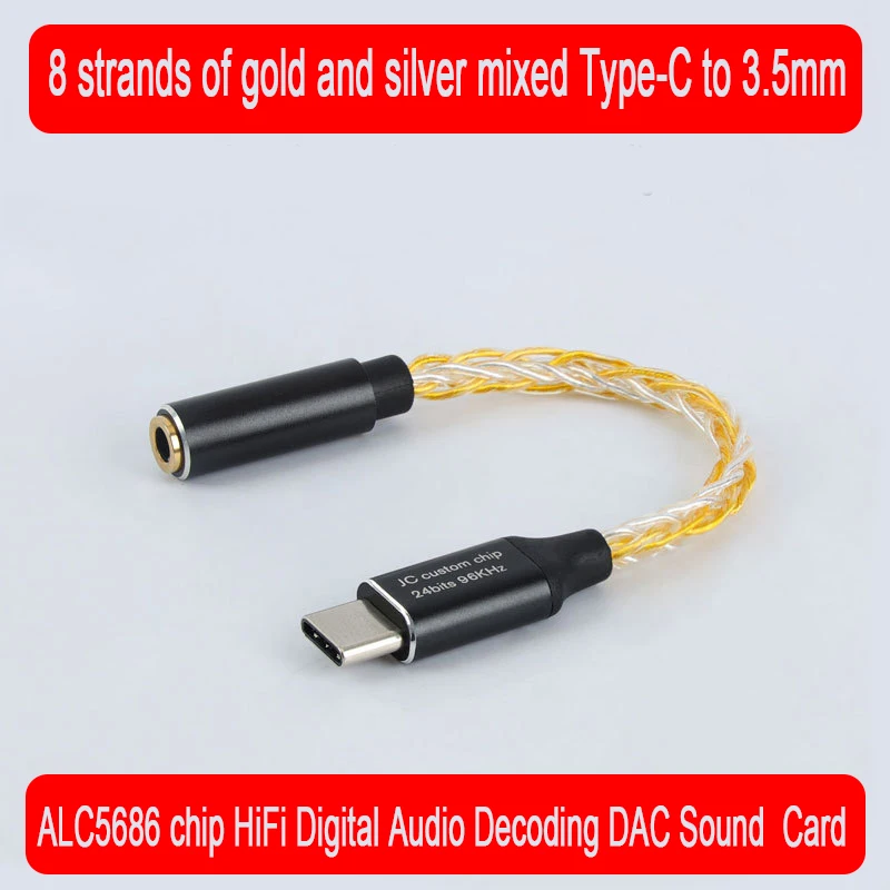 

For Huawei mate20 30pro Type-C to 3.5mm Jack ALC5686 chip HiFi Digital Audio HIFI Decoding DAC Sound Card Earphone Audio cable