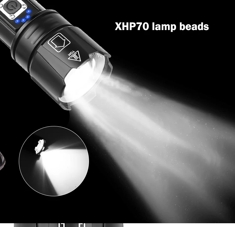 Яркий Перезаряжаемый светодиодный светильник-вспышка XHP90 XHP70.2, супер мощный фонарь, водонепроницаемый охотничий светильник с зумом, 18650 или 26650 Battey