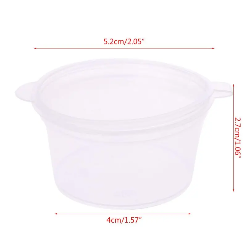 

10pcs Disposable Clear Plastic Sauce Chutney Cups Slime Storage Container Box With Lids 30ml