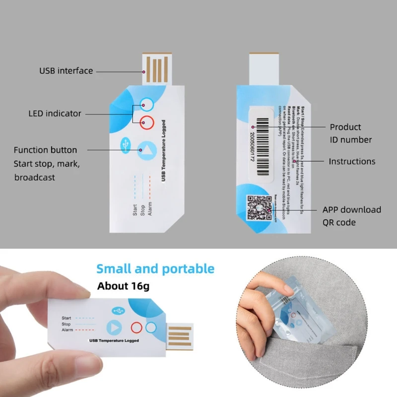 

2021 Новый одноразовый USB-регистратор, аксессуар, NFC, регистратор данных о температуре, 180 дней сигнализации
