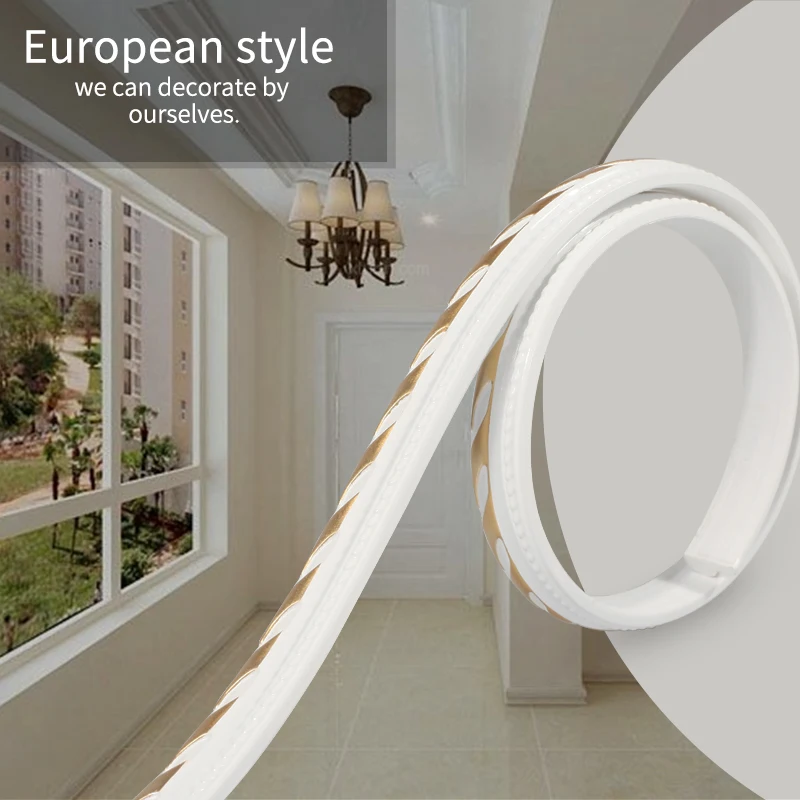 

Flexible Molding Trim Self Adhesive Decorative Strip Waterproof Furniture Door Wardrobe Wall Trim Waist Line Sticker Home Decor